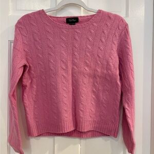 Neiman Marcus Pink Cable Knit Sweater
